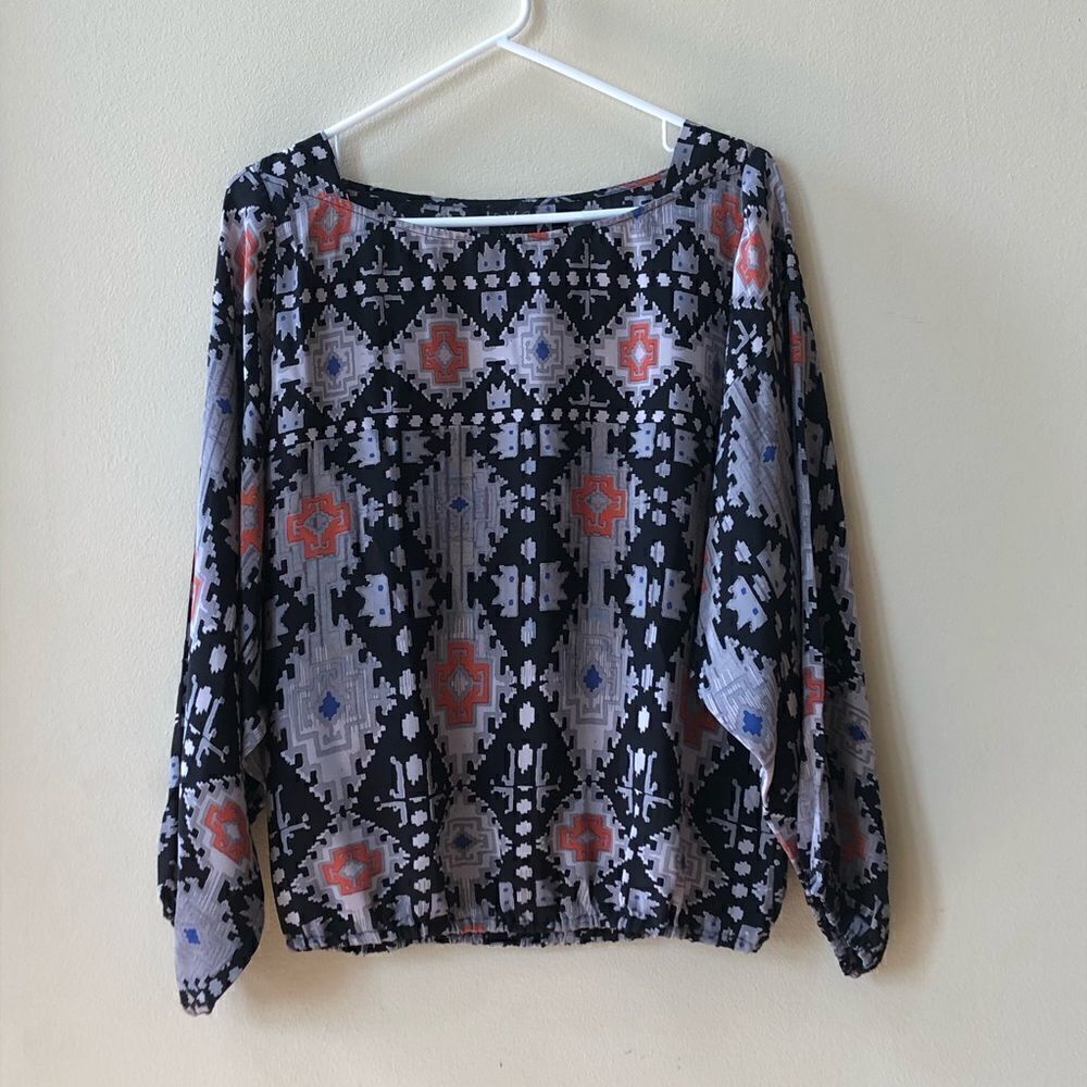 Ella Moss Silk Aztec Print Top